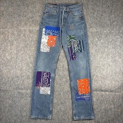 Vintage USA Levi's 501 Student Fit Jeans 26x32 (25x31) Patchwork 80s Button Fly