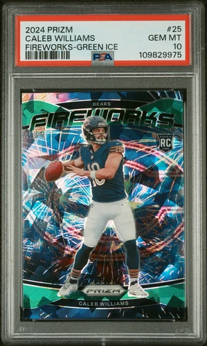 2024 PANINI PRIZM FIREWORKS GREEN ICE #25 CALEB WILLIAMS ROOKIE RC PSA 10