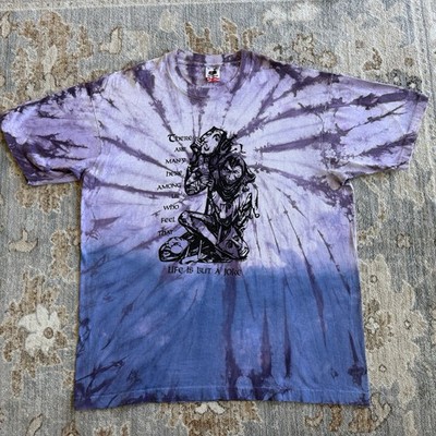Vintage Tie Dye Art Tee Bob Dylan Watchtower Lyrics F Shirt 90s XL USA Band Rare