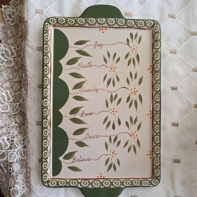 Temptations By Tara Old World Green Serving Tray Platter Bake Sheet ~  12x9