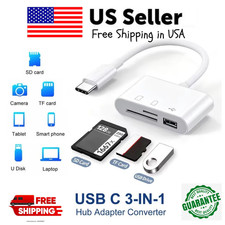 USB C 3 in 1 Hub Converter Type-C Adapter SD Card Reader For MacBook Pro Laptop