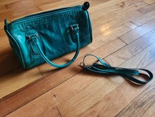 Green Vintage Genuine Eel Skin Handbag With Shoulder Strap Made In Korea