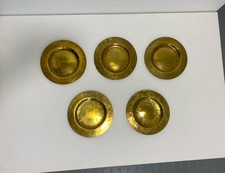 5 Brass Plates Table Hollywood Regency Vintage 1960s Desert Gold Art Nouveau Dec