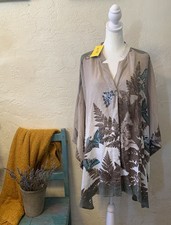 VTG NWT CITRON SANTA MONICA 100% SILK 3X DUSTER TUNIC BUTTERFLIES MANDARIN ARTSY