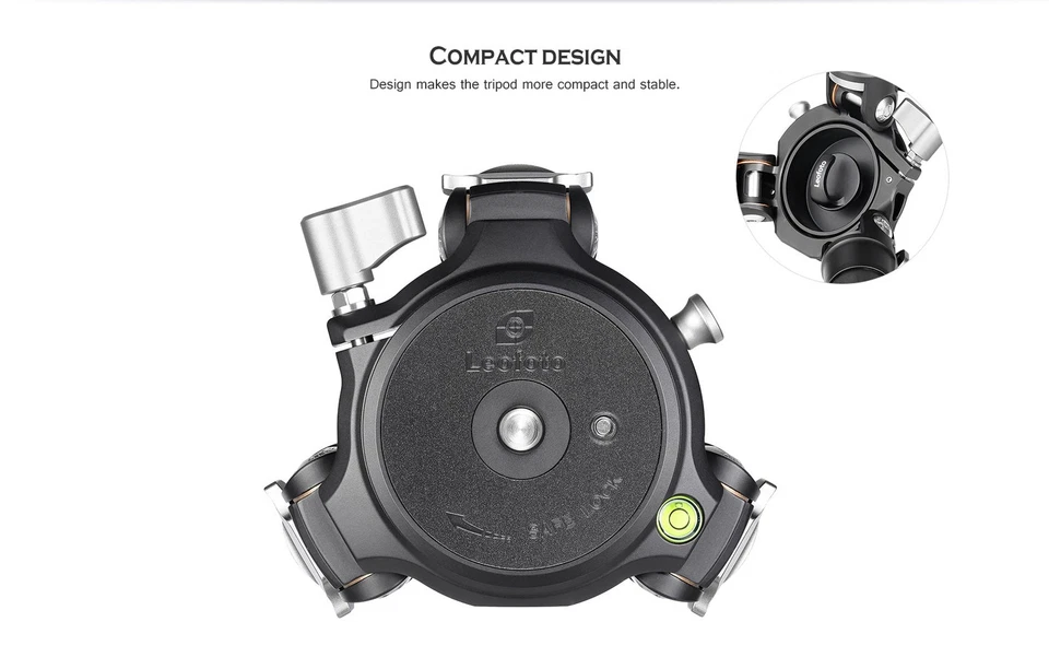 Leofoto Tripod w/ 100mm Bowl+Platform |Outdoor Shooting w/Head - LM-403CX+MH-60 - Image 2 of 4