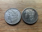 US Morgan Silver Dollars 2 coins  circulated details Pre 1904 Lot T9