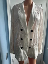 Worthington Women's Blazer Jacket Size XL White Open Front