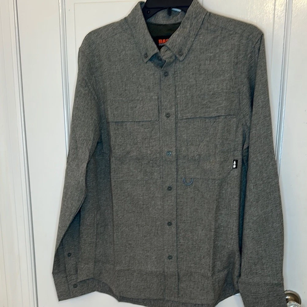 Bass Outdoor Heather Gray Flannel Shirt size S NWT