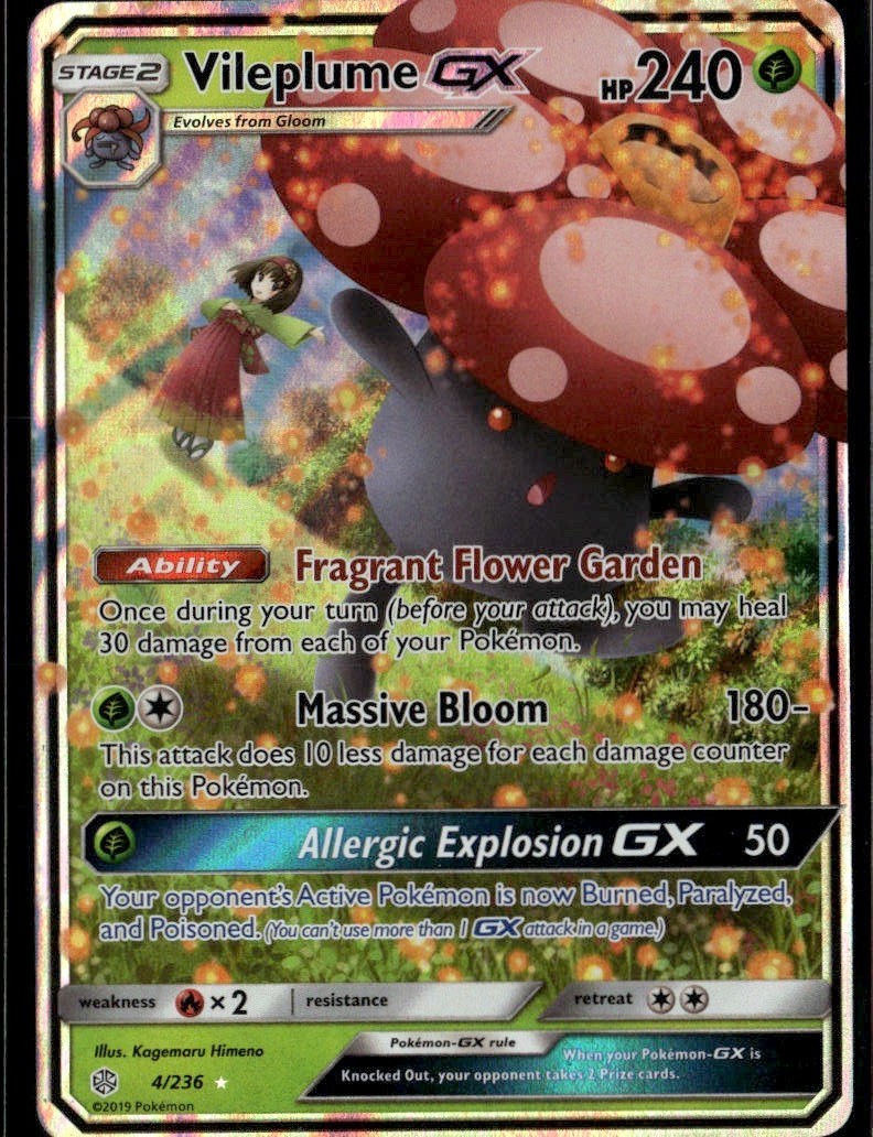 rare cosmic eclipse cards Vileplume GX Ultra Rare SM Cosmic Eclipse 4/236 Grass Holofoil Pokemon Card