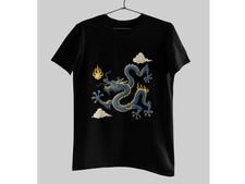 Blue Chinese Dragon T-Shirt  Oriental Mythical Dragon Graphic Tee Unisex