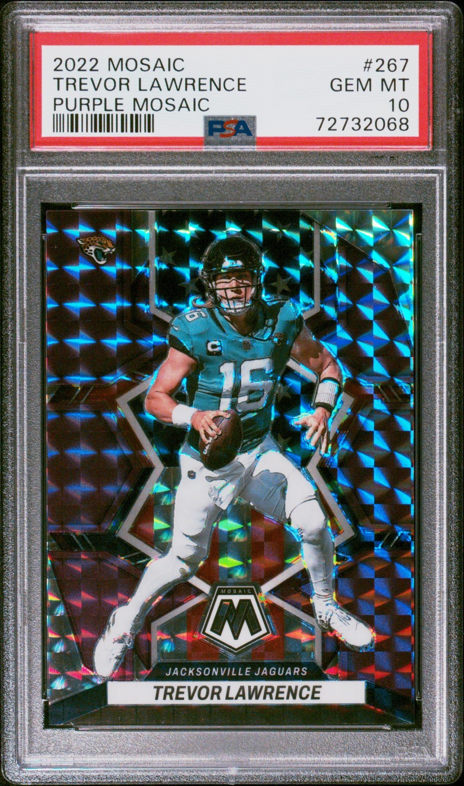 TREVOR LAWRENCE Rookie 2022 Mosaic Purple PRIZM #267 /49 Graded PSA GEM MINT 10