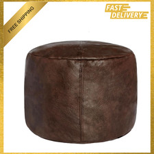 Faux Leather Pouf Cover, Handmade Footstool Ottoman, Storage Solution 16.5 Inch