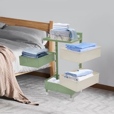 Rotating Storage Rack Rolling Organizing Cart Mobile Kitchen Organizer w/ Wheels