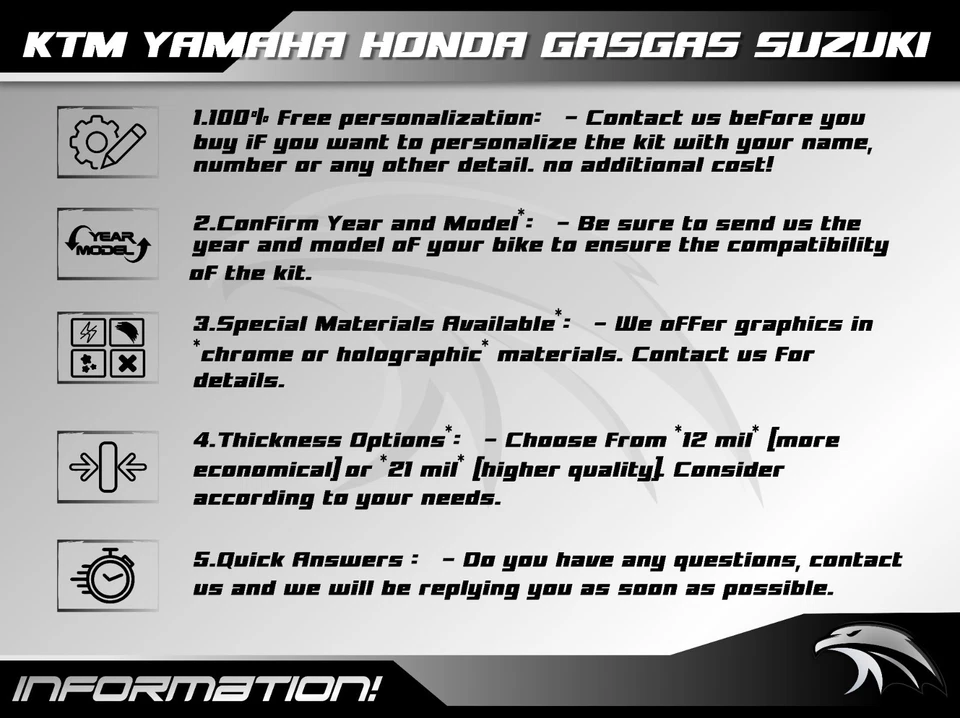 Kit calcomanías gráficas pegatinas Yamaha YZ250F 2019-2023 YZ450F 2018-2022 personalizado Foto 3 de 4