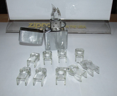 ROSEART ZIPPO LIGHTER DISPLAY FLAME UNUSED LOT OF 10, CLEAR, RARE