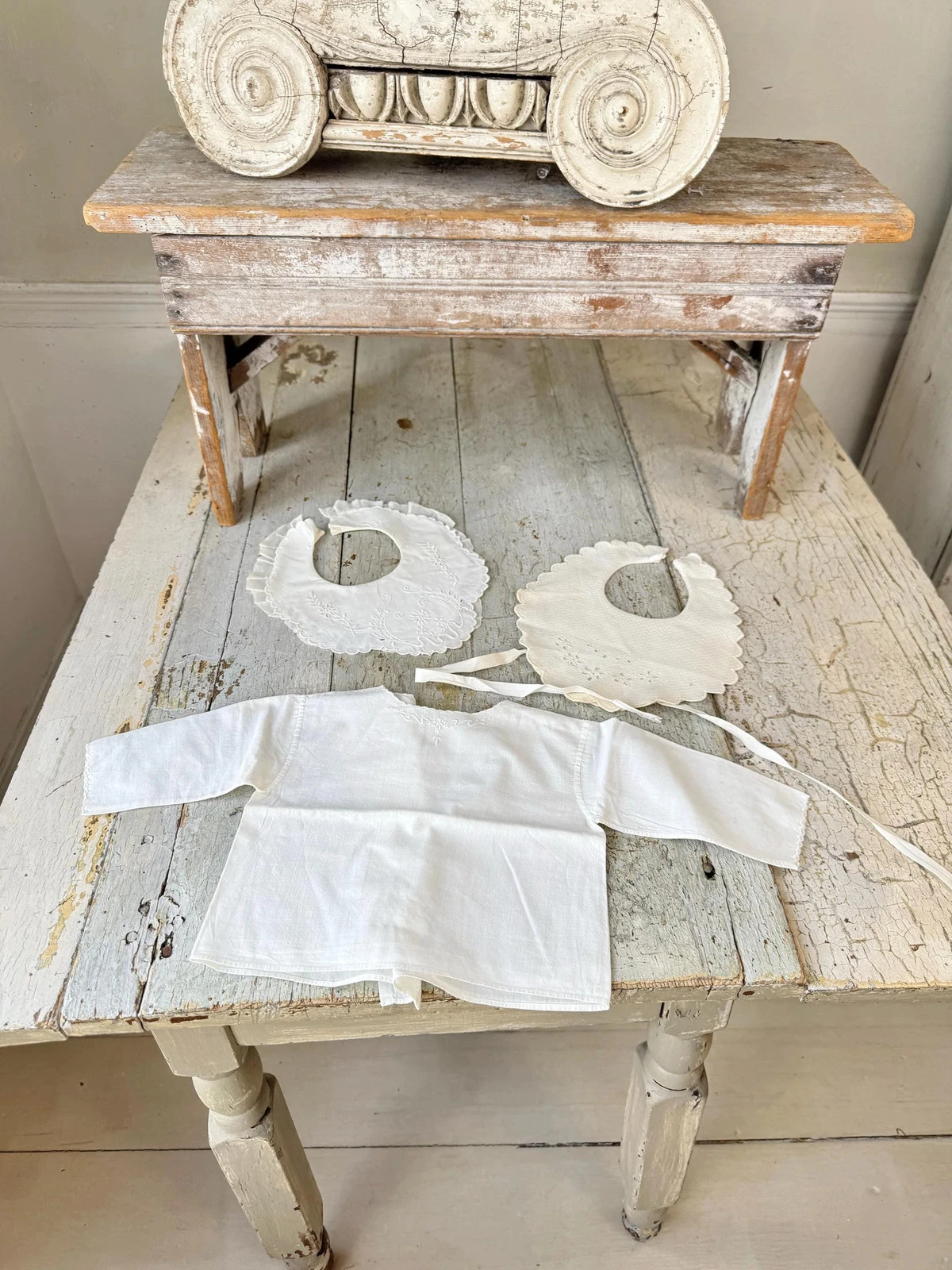3 antique baby Vintage French Baby bibs / collars white unique handmade Baby sh
Opens in a new windo