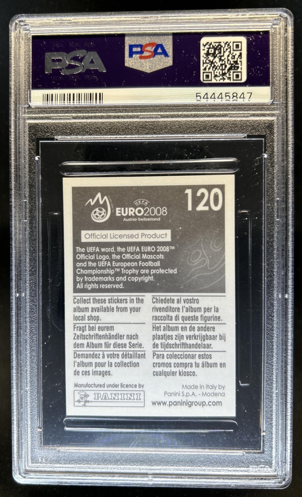 2008 Panini UEFA Euro Stickers Cristiano Ronaldo #120 Portugal PSA 10 GEM MINT view 2