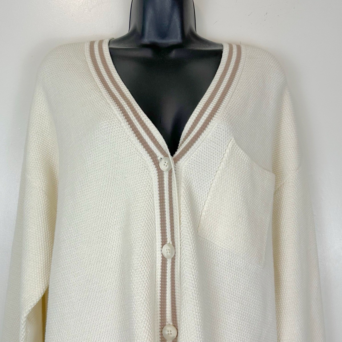 ALO Yoga - Tennis Club Sweater Cardigan Ivory/Gravel Women's Size