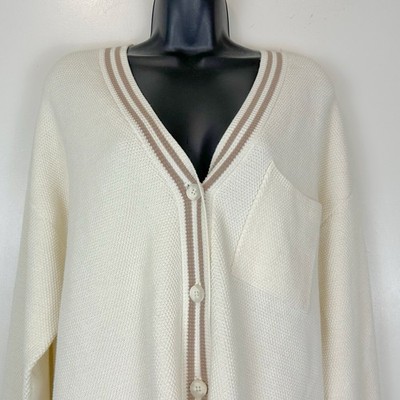 ALO Yoga - Tennis Club Sweater Cardigan Ivory/Gravel Women's Size