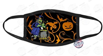 Personalized HALLOWEEN FACE MASK COVER Reusable - Witch brew ghost pumpkins 