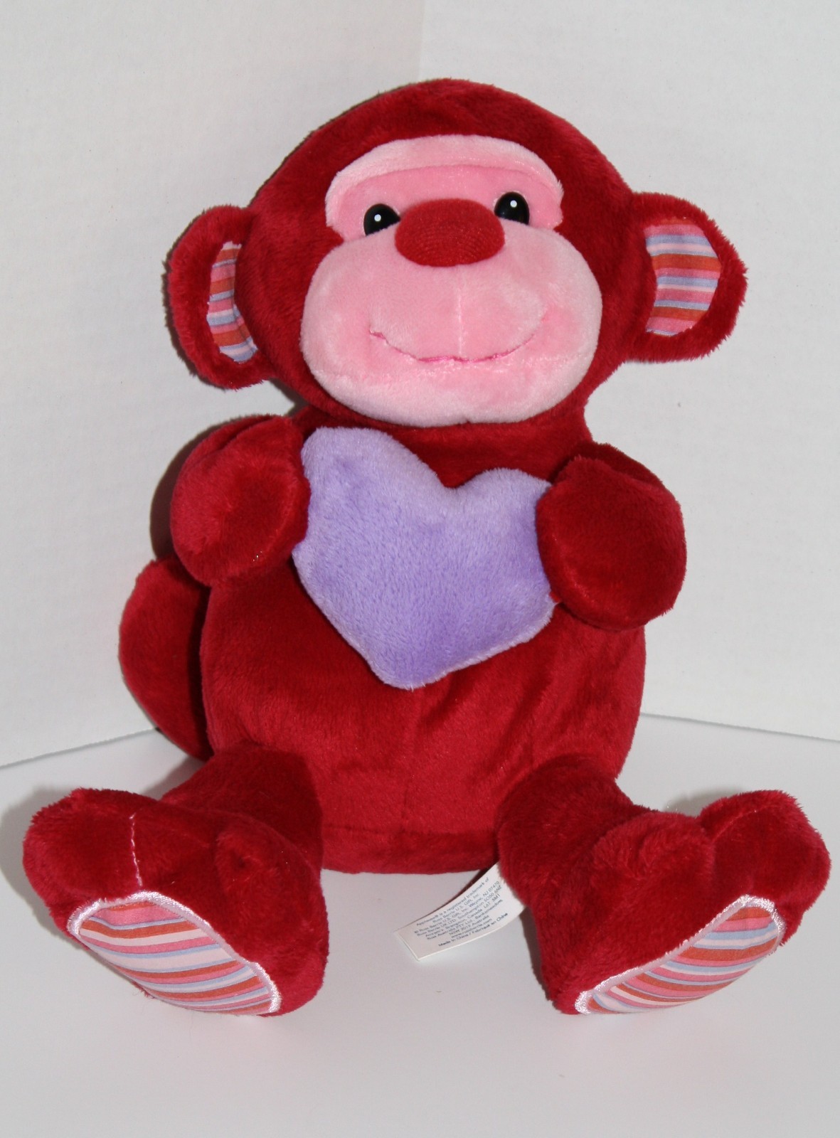 Applause Valentines Day Monkey 10" Red Pink Plush Stuffed Animal Soft
