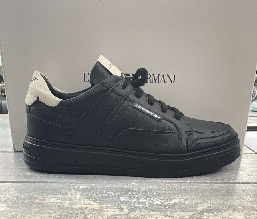 Emporio Armani Sneaker Man Size Eu 43 Black Leather (Sole 12in) EA2