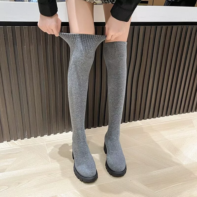 2022 Women's mid calf boots, thin heel, anti-skid, super high (above 8cm)