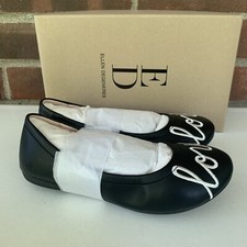 Ellen Degeneres Langlee Black Leather Slip On Flats Little Girl s US 13 M NEW