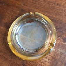 Vintage Mid Century Round Amber Cigarette Ashtray