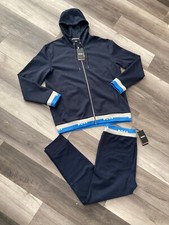 HUGO BOSS Men Navy and Blue Tracksuit 2 Piece Set Jacket 2xl  Pants Large