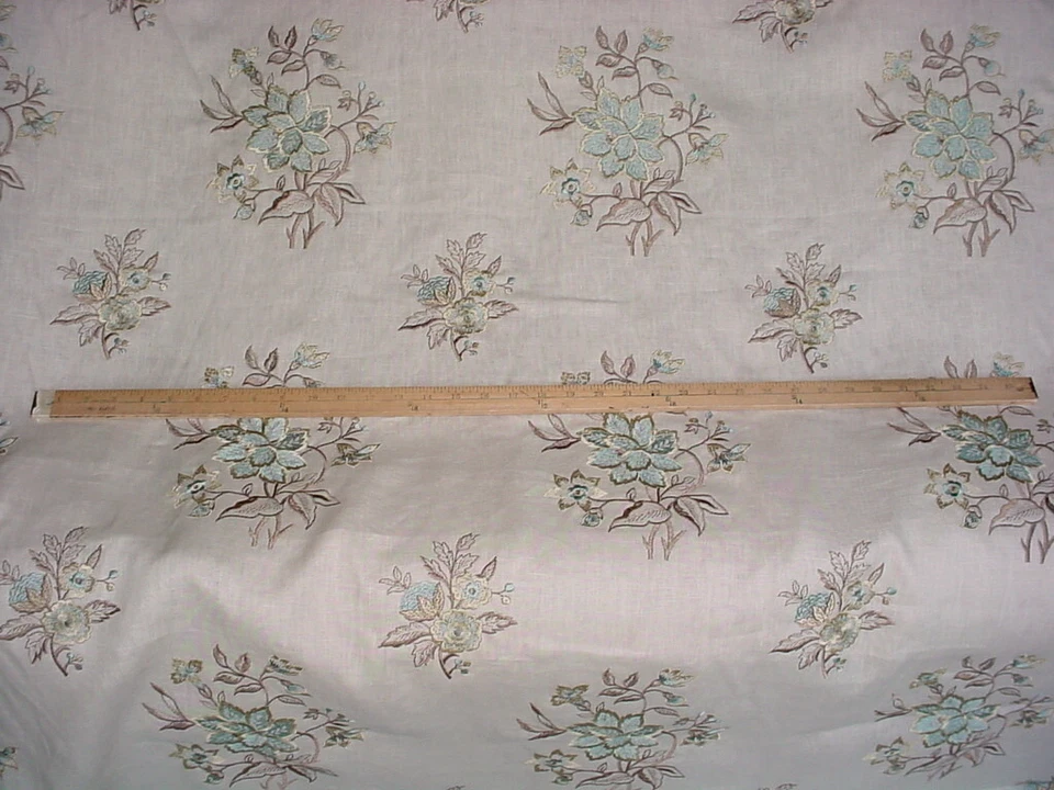 10Y Brunschwig & Fils BF10441 Marwood Oatmeal Embroidery Upholstery Fabric - Image 2 of 4