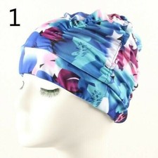 Femme Floral Natation Casquette Turban de Bain Chapeau Réglable Plage Mode