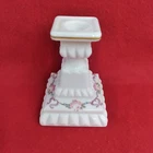 Vintage Westmoreland Candlestick Holder Floral Hand Painted White Milkglass
