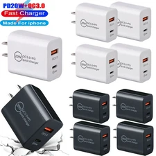 20W PD Type C Dual USB Wall Charger Fast Quick Charge QC 3.0 Power Adapter Lot