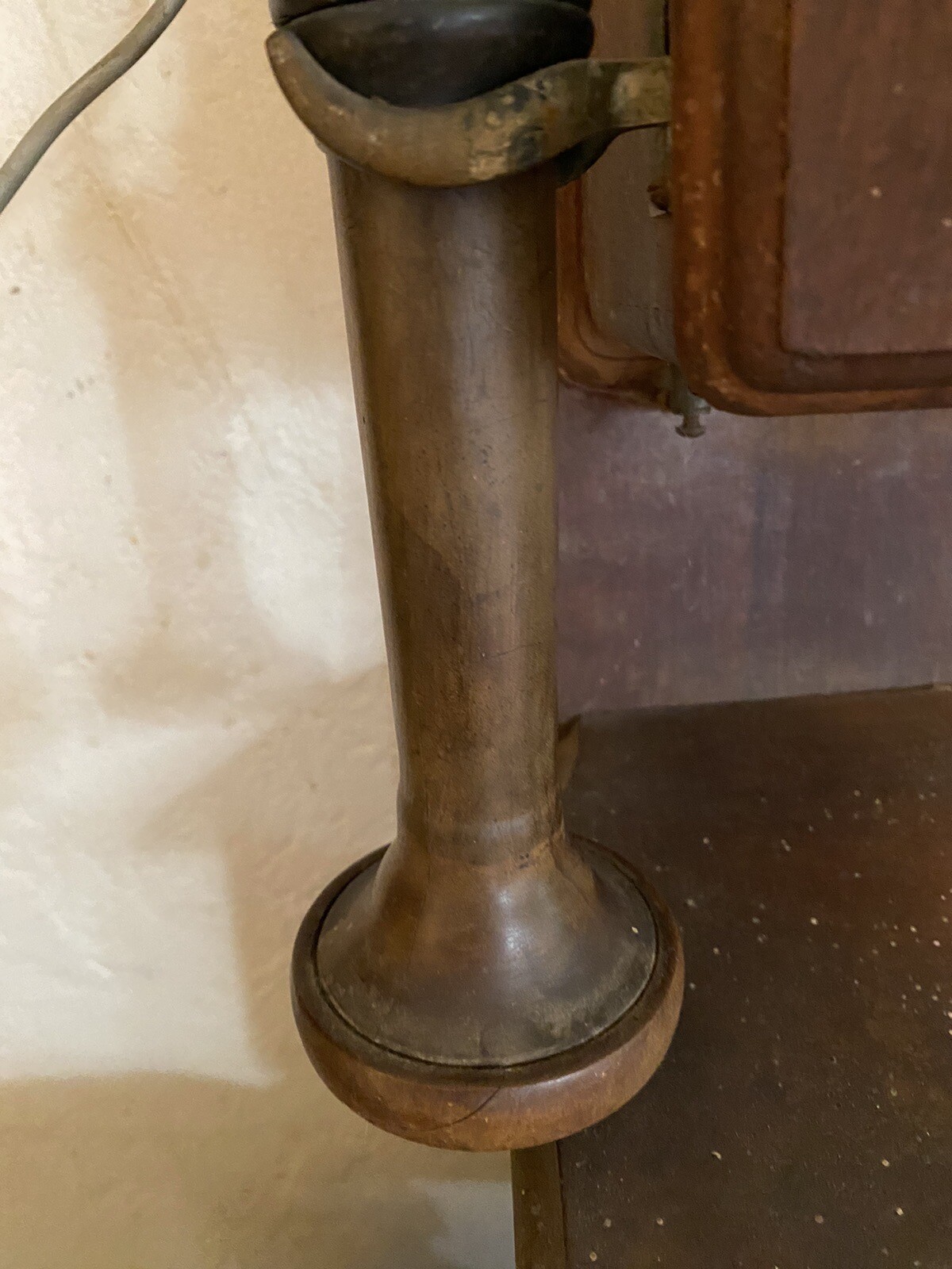 Antique Oak Wall Phone. Complete Two Box Telephone. Crank, bells