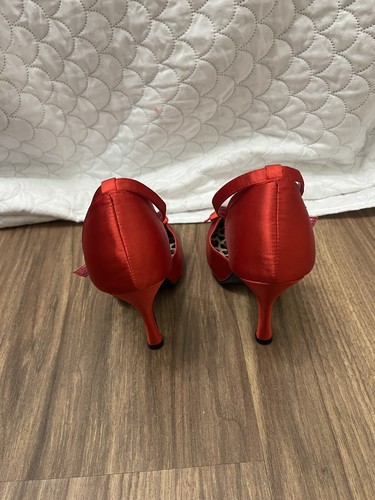 Pleaser Pinup Couture CUTIEPIE-12 tacco 4 1/2 pollici cinturino a T pompa ROSSO taglia 7 - Foto 3 di 4