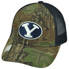 NCAA Brigham Young Cougars Freshman Navy Blue Mesh Trucker Camo Snapback Hat Cap