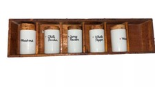Tarros de especias de porcelana vintage Freeman Lederman Lagarde Tackett y estante original...