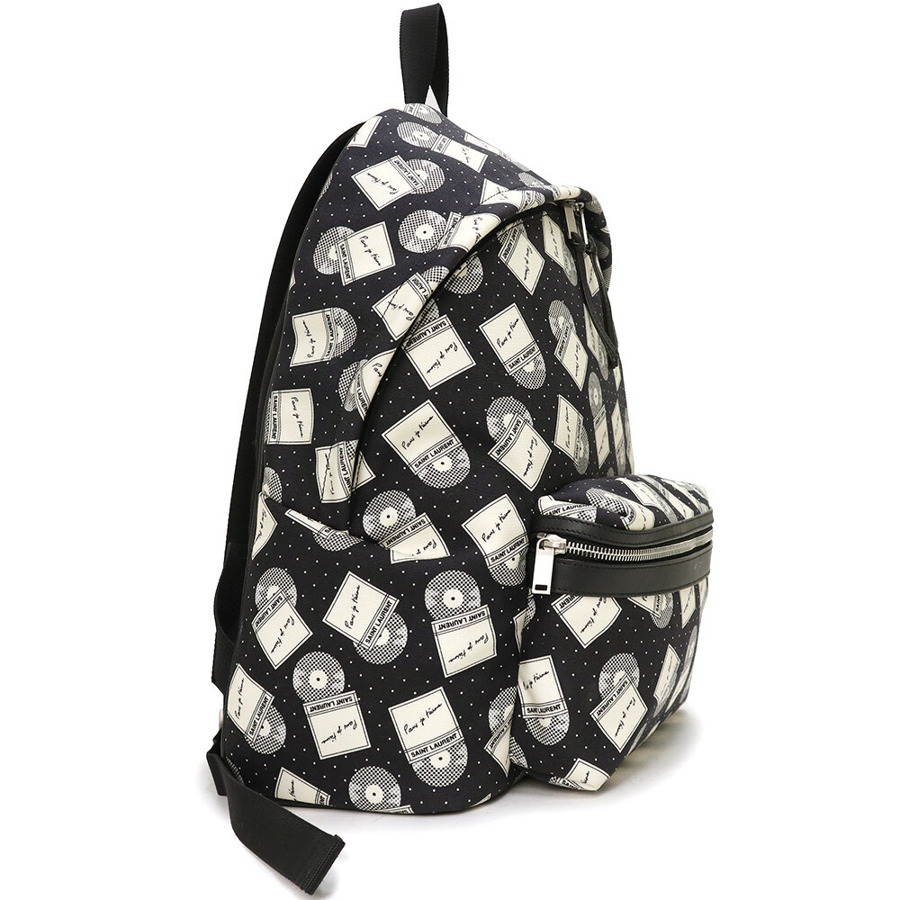 SAINT LAURENT Zaino Città Anthony Vaccarello Tela Bianco e Nero 534967