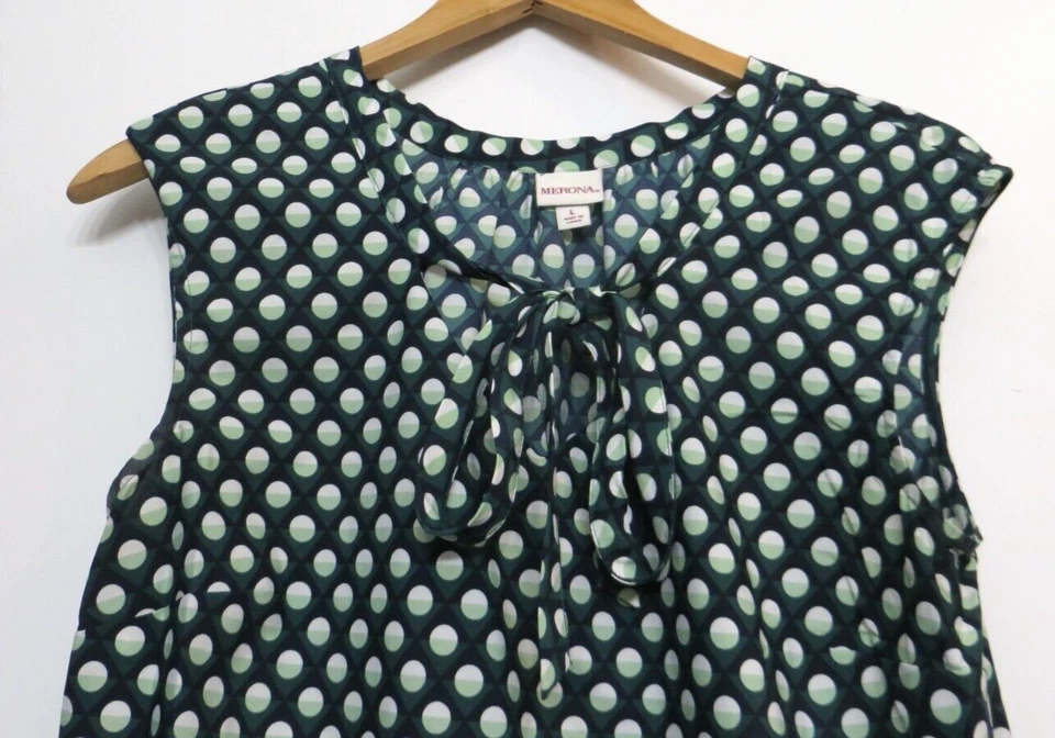 Camisa Merona para mujer grande verde lunares camiseta sin mangas ligera DEFECTO DESVANECIDO Foto 4 de 4