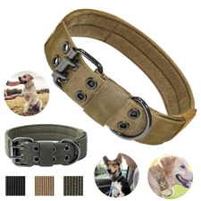 Tactical Nylon Large K9 Military Dog Collar Adjustable Heavy Duty Metal Buckle