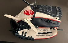 Rawlings 9.5" Tee Ball Glove Mitt WPL95WN RHT Youth Players Series White Navy