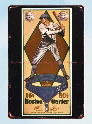 1914 Boston Garter Joe Jackson tin sign room design ideas for bedrooms