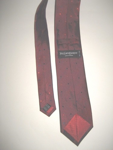$195 NEW Yves Saint Laurent YSL Burgundy Red Black Squares Silk Neck Tie Modern - Picture 7 of 7