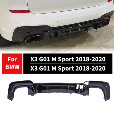 Rear Diffuser Bumper Lip Gloss Black For BMW G01 X3 xDrive30i M-Sport 2018-2021