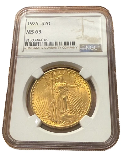 US 1925 Gold $20 20 Dollars NGC MS63 Double Eagle Saint Gaudens