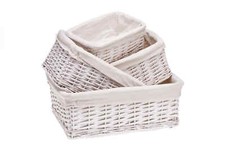 WHITE Lined DELUXE Wicker Basket Create Christmas Gift Hamper Storage Decor Home