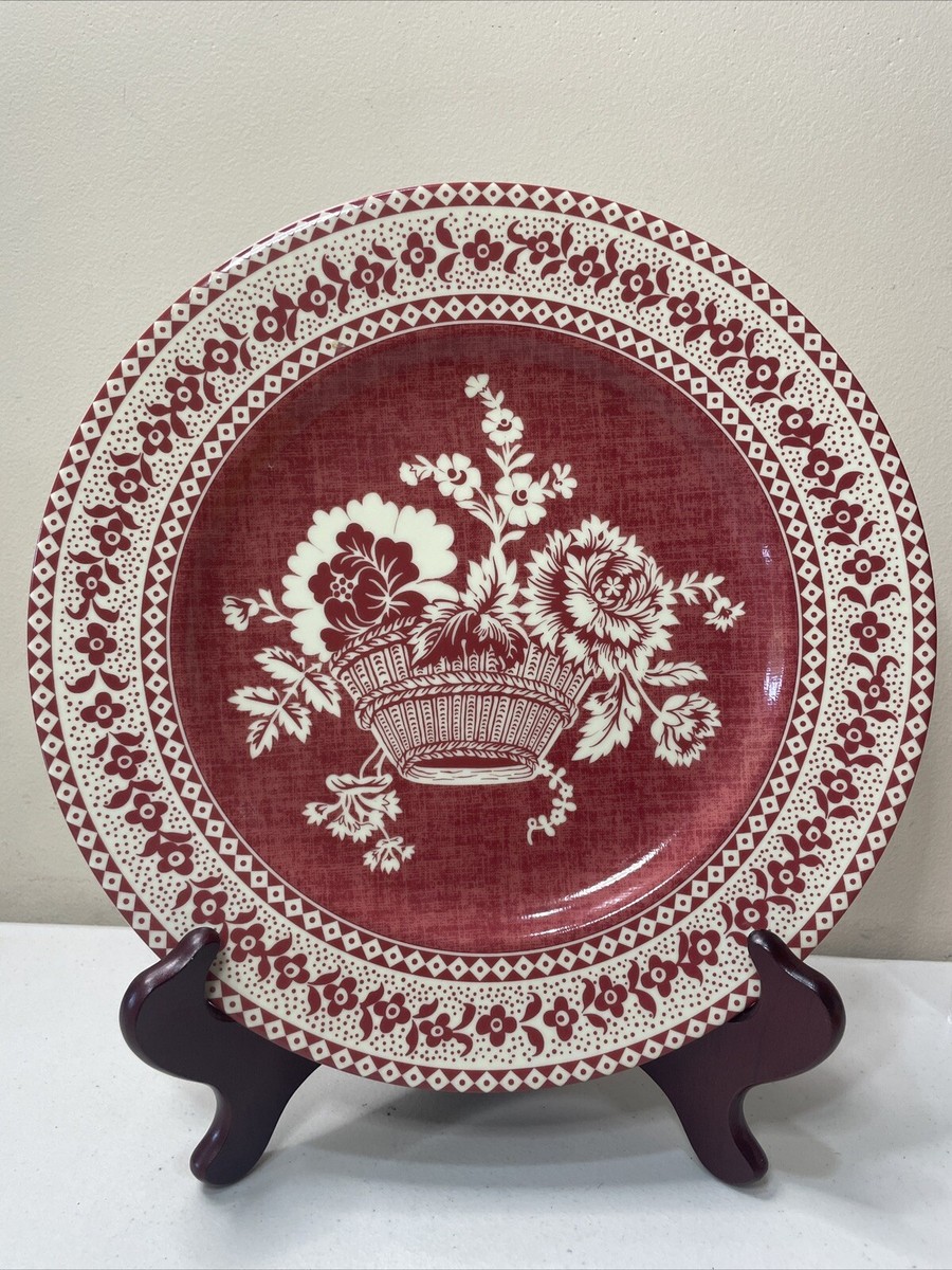Patrick Frey Limoges Paniers Fleuris Dinner Plate 10 3/8” Red