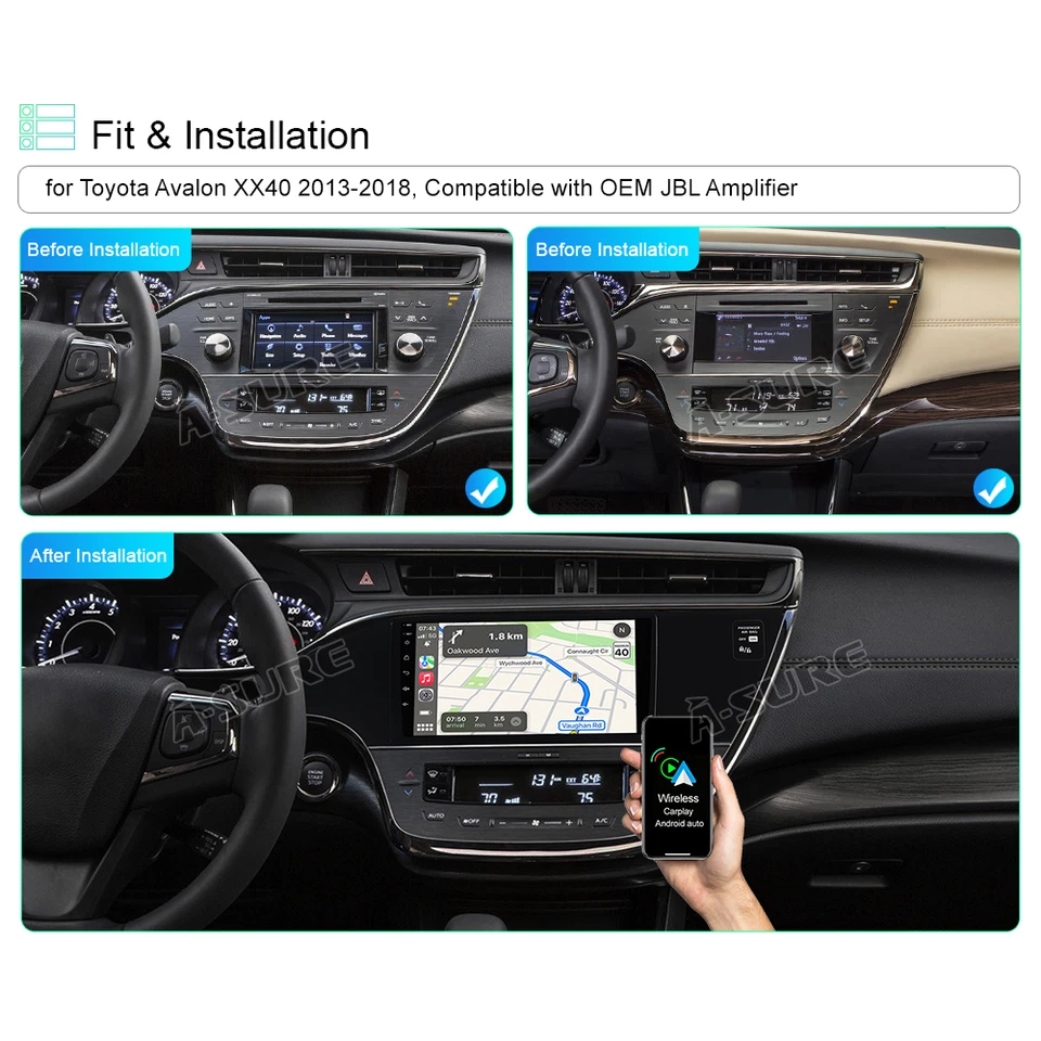Carplay For Toyota Avalon 2013-2018 Android 13 Car Stereo Radio GPS Navi WIFI - Image 4 of 4