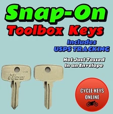 2 Snap-On Toolbox Keys cut to code for key codes Y1-Y250